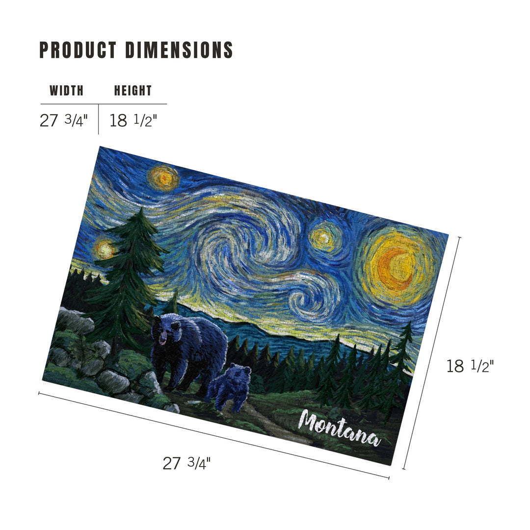 Montana, Starry Night, Bear and Cub, Jigsaw Puzzle