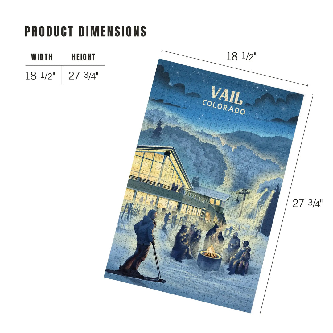 Vail, Colorado, Lithograph, Snow Lodge, Jigsaw Puzzle