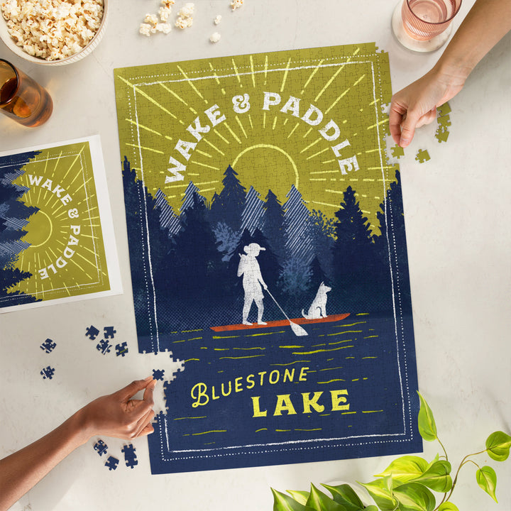 Bluestone Lake, WV, Lake Life Series, Wake and Paddle, Landscape With Trees, 1000 Piece Jigsaw Puzzle