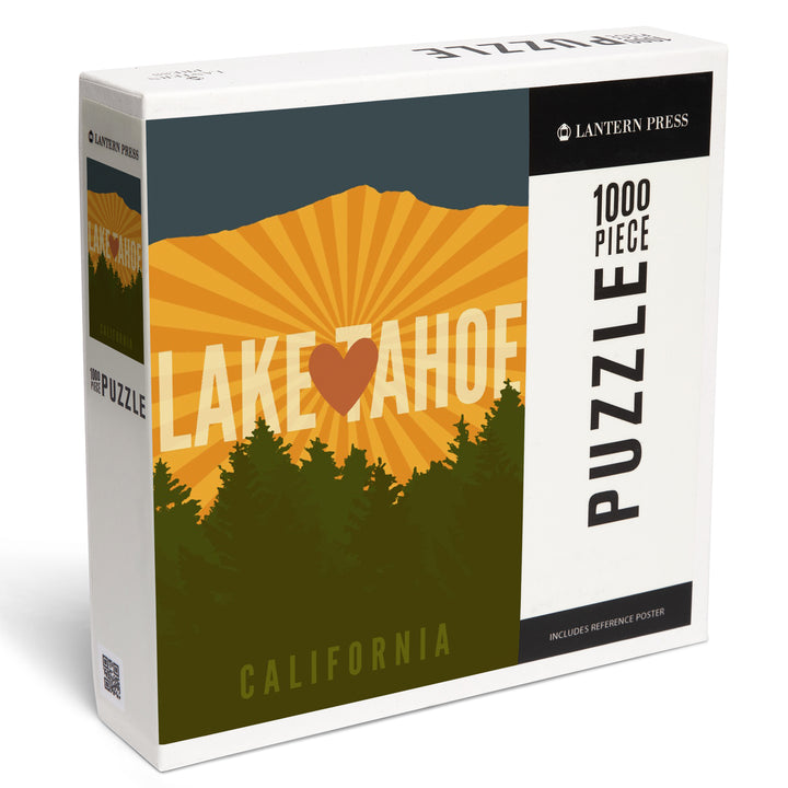 Lake Tahoe, California, Heart and Mountains, Jigsaw Puzzle