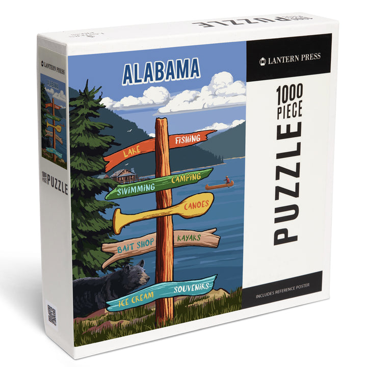 Alabama, Signpost, Lake and Bear, Jigsaw Puzzle