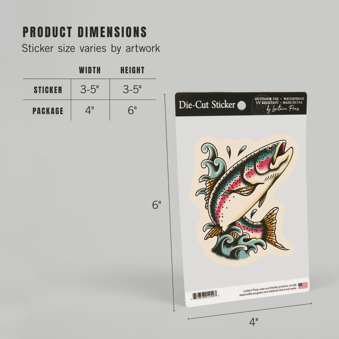 American Traditional, Trout Fishing, Vinyl Sticker