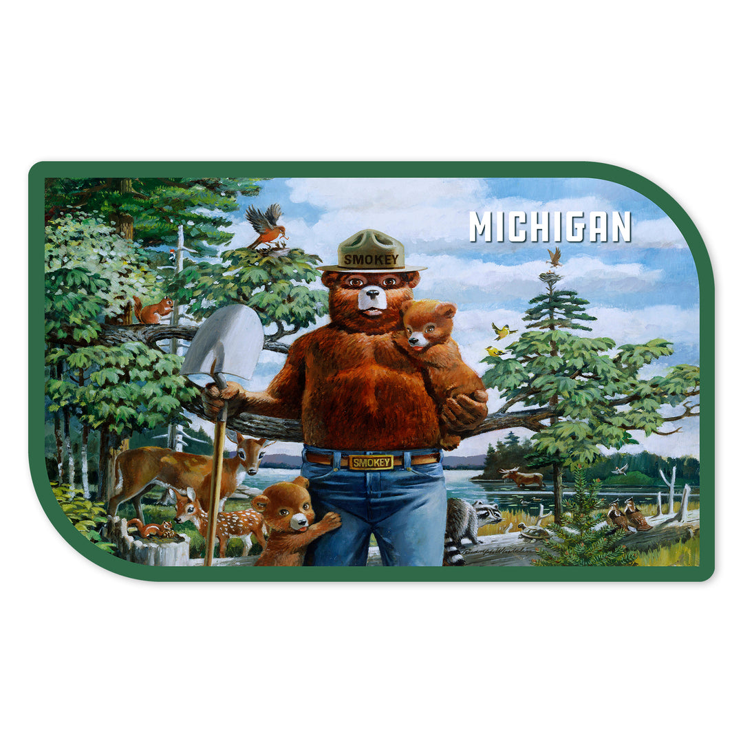 Michigan, Smokey Bear, Smokey Says, Prevent Wildfires, Vinyl Sticker