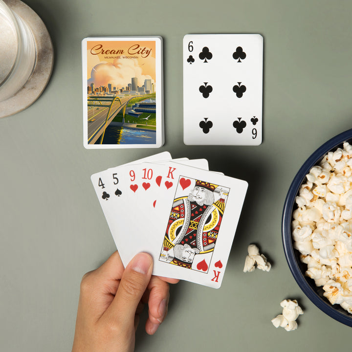 Playing Cards, Milwaukee, Wisconsin, Lithograph City Series, Cream City, 52 Card Deck with Jokers in Box, Unique Art