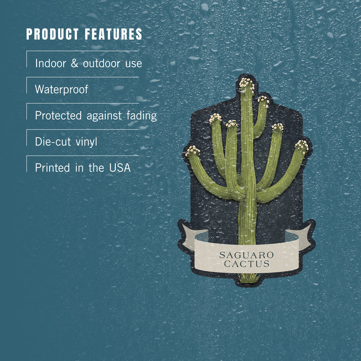 Vintage Flora Noir, Saguaro Cactus, Vinyl Sticker