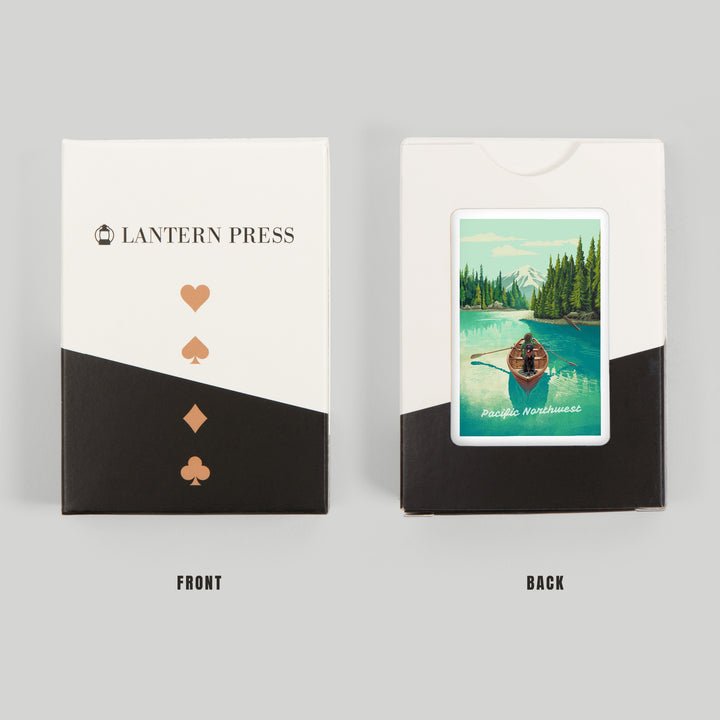 Playing Cards, Pacific Northwest, Quiet Explorer, Boating, Mountain, 52 Card Deck with Jokers in Box, Unique Art
