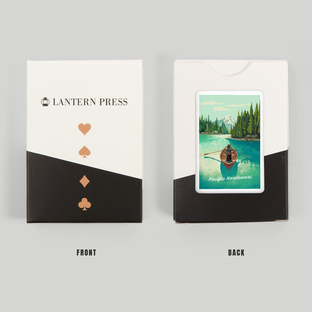 Playing Cards, Pacific Northwest, Quiet Explorer, Boating, Mountain, 52 Card Deck with Jokers in Box, Unique Art