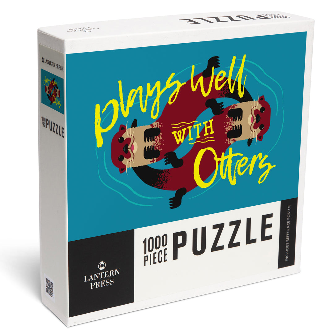 Plays Well With Otters, Otter Geometric, Jigsaw Puzzle