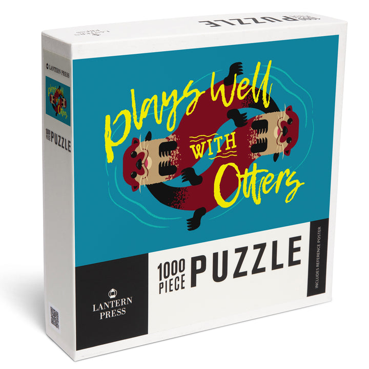 Plays Well With Otters, Otter Geometric, Jigsaw Puzzle