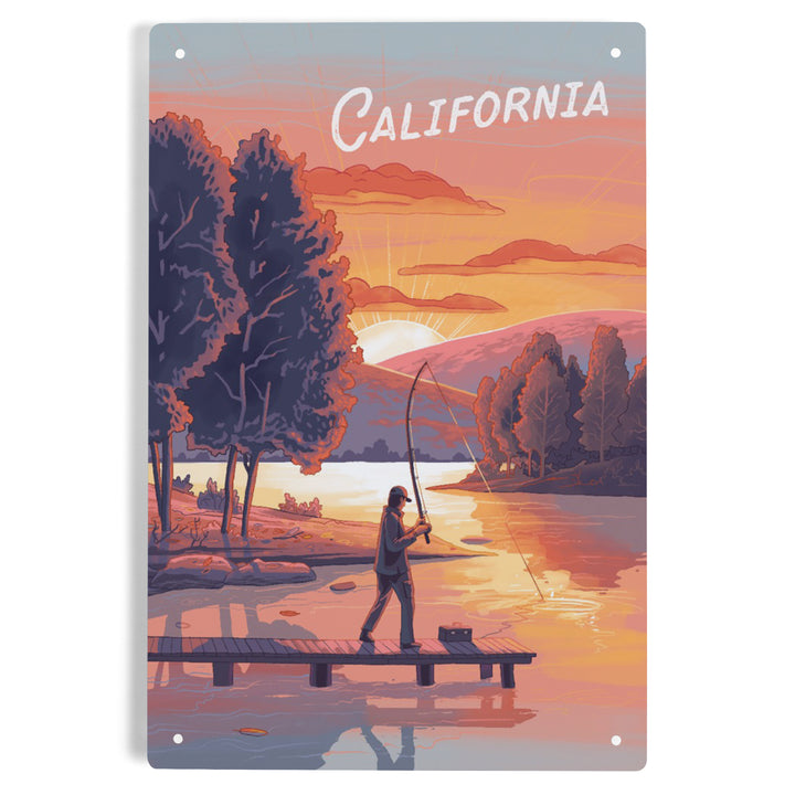 California, This is Living, Fishing, Metal Signs - Lantern Press