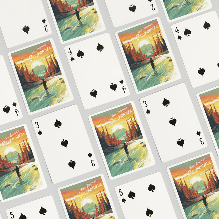 Playing Cards, Lake Siskiyou, California, This is Living, Fishing with Mountain, 52 Card Deck with Jokers in Box, Unique Art