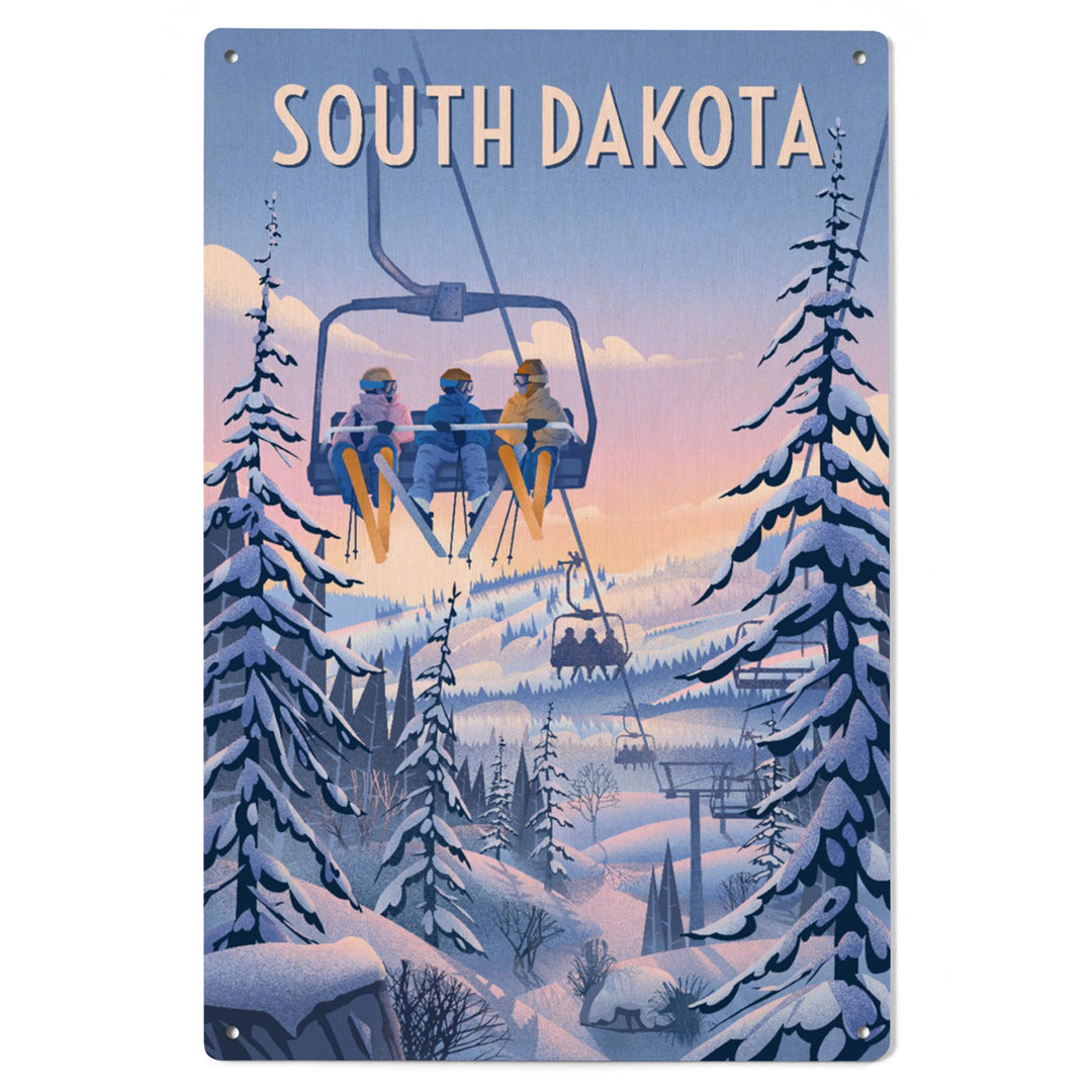 South Dakota, Chill on the Uphill, Ski Lift, Wood Signs and Postcards
