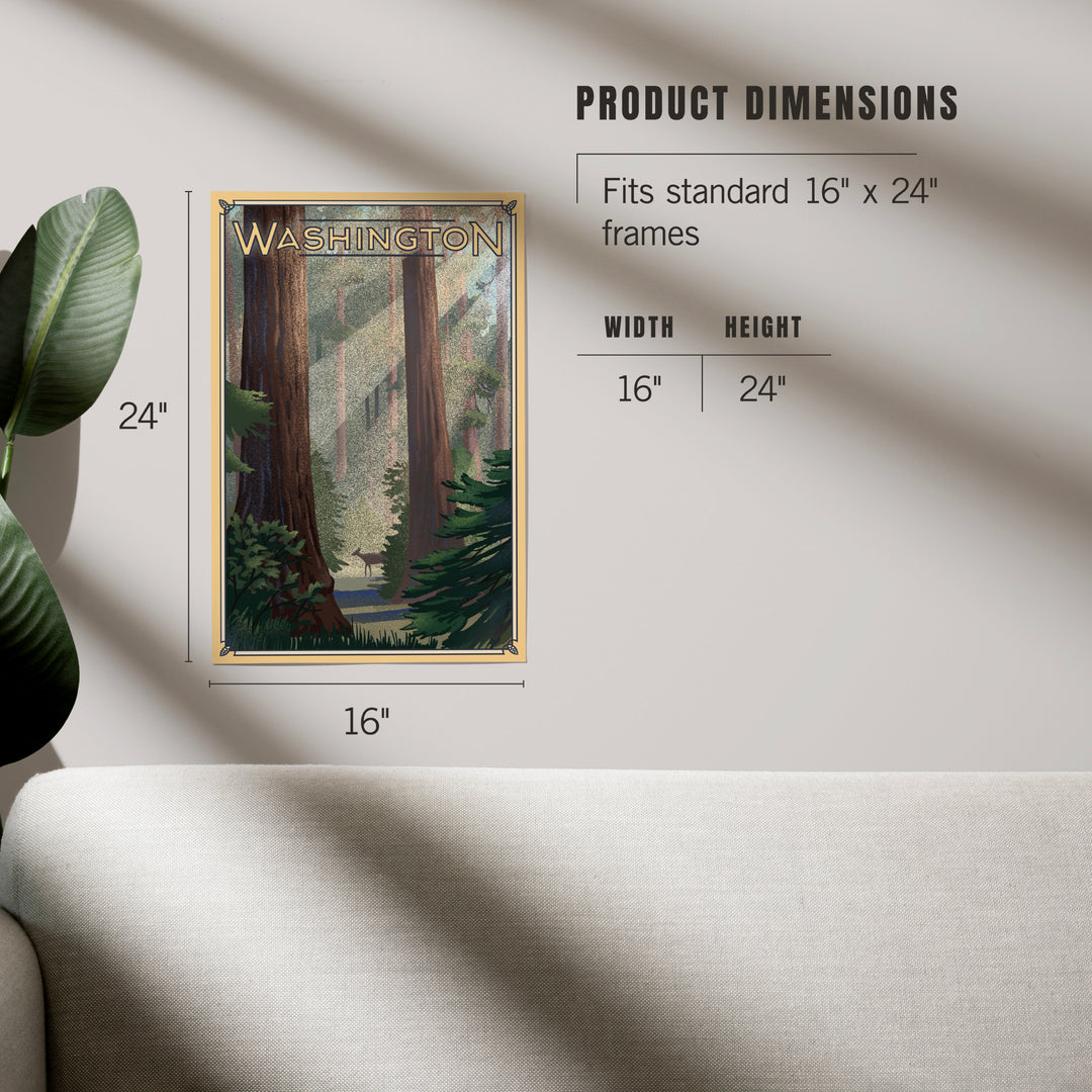 Washington, Deer in Forest, Lithograph, Art & Giclee Prints