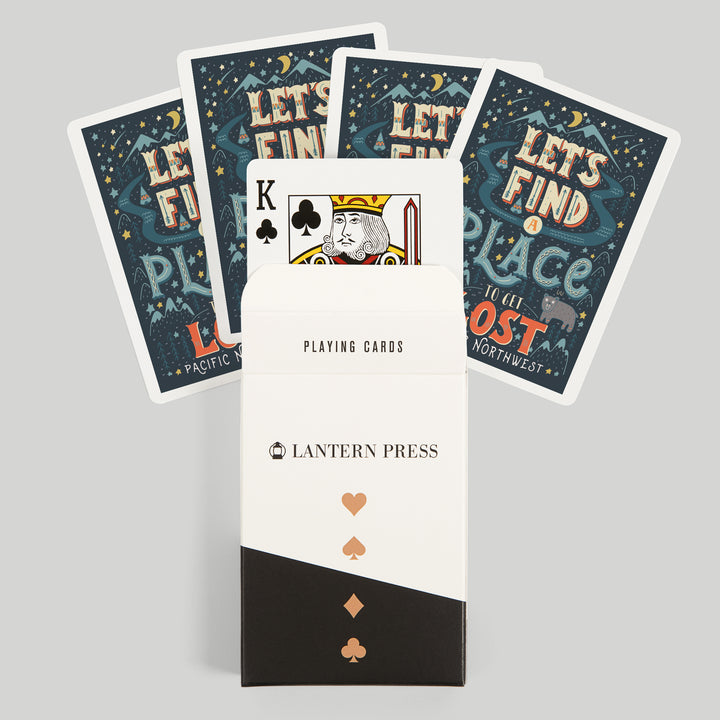 Playing Cards, Pacific Northwest, Let's Find a Place to Get Lost, 52 Card Deck with Jokers in Box, Unique Art