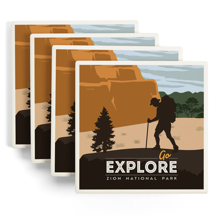 Zion National Park, Utah, Go Explore, Backpacker, Coaster Set