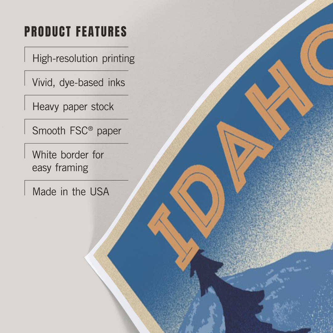 Idaho, Elk and Mountain Scene, Lithograph, Art & Giclee Prints