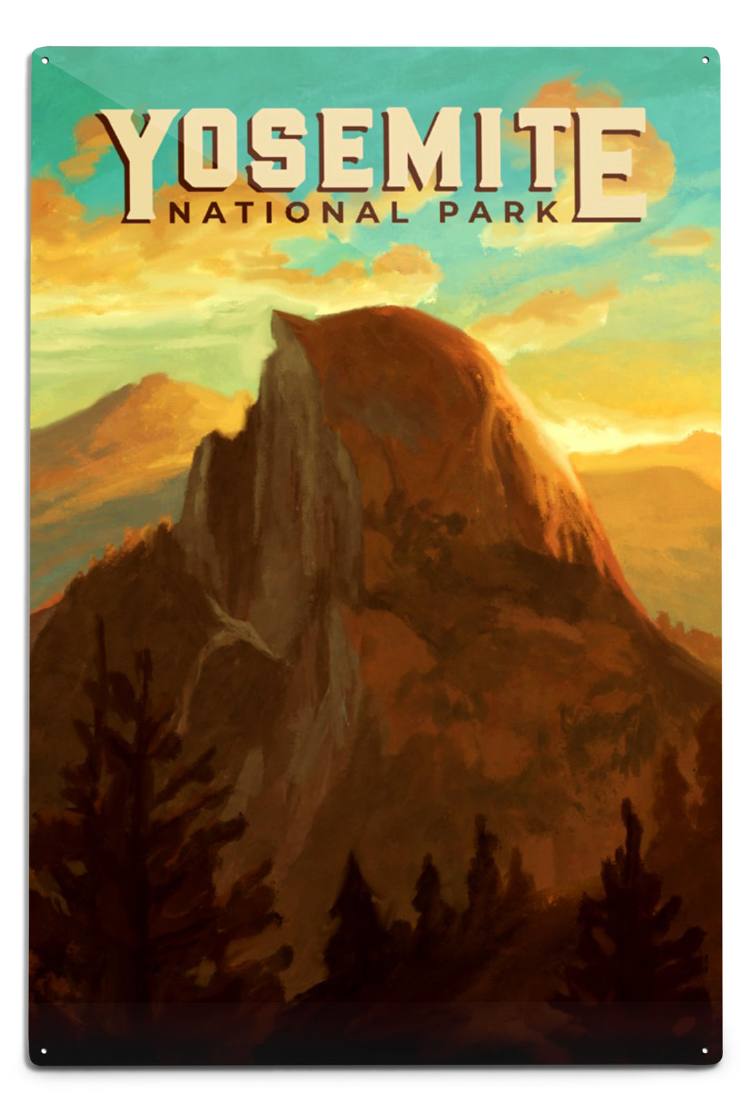 Yosemite National Park, California, Half Dome, Oil Painting, Metal Signs