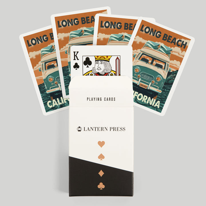 Playing Cards, Long Beach, California, Camper Van, 52 Card Deck with Jokers in Box, Unique Art