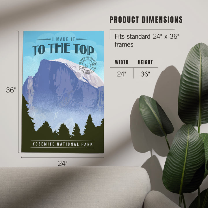 Yosemite National Park, California, I Made it to the Top, Half Dome, Lithograph, Art & Giclee Prints
