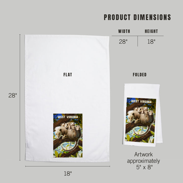 West Virginia, Possum with Babies, Organic Cotton Kitchen Tea Towels