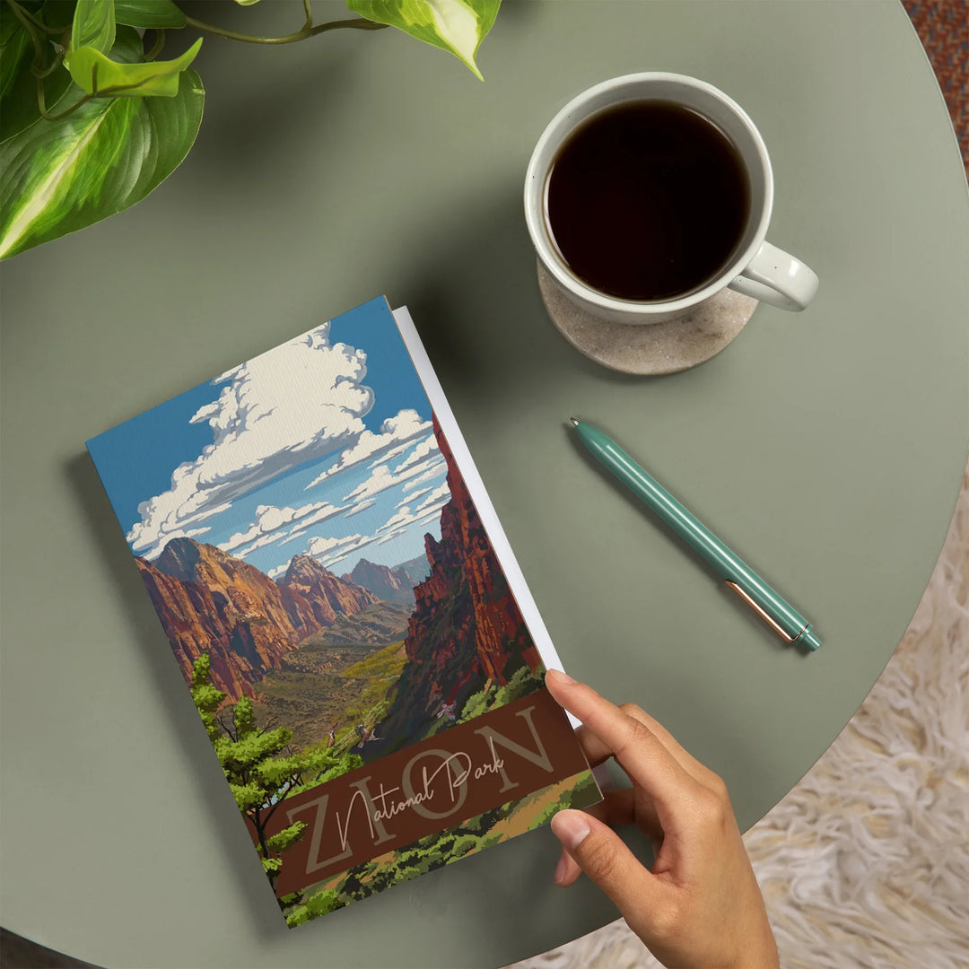 Lined 6x9 Journal, Zion National Park, Zion Canyon View, Typography, Lay Flat, 193 Pages, FSC paper