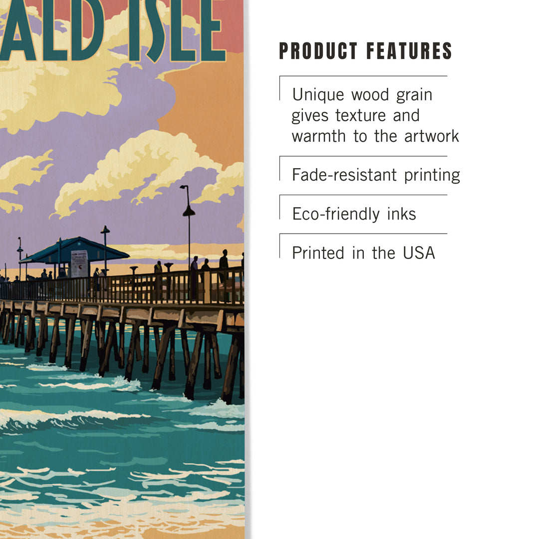 Emerald Isle, North Carolina, Fishing Pier, Lantern Press Artwork, Wood Signs and Postcards