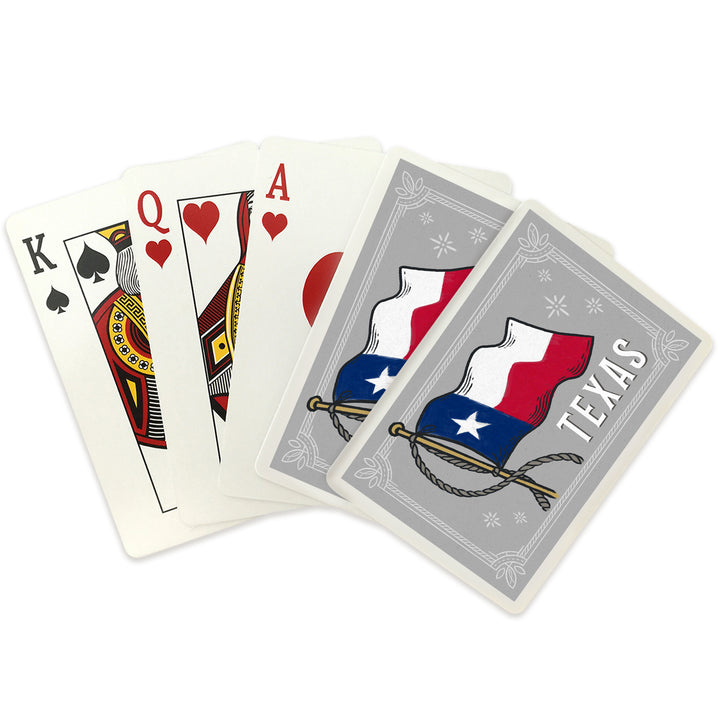 Playing Cards, Texas, Waving State Flag, State Series, 52 Card Deck with Jokers in Box, Unique Art