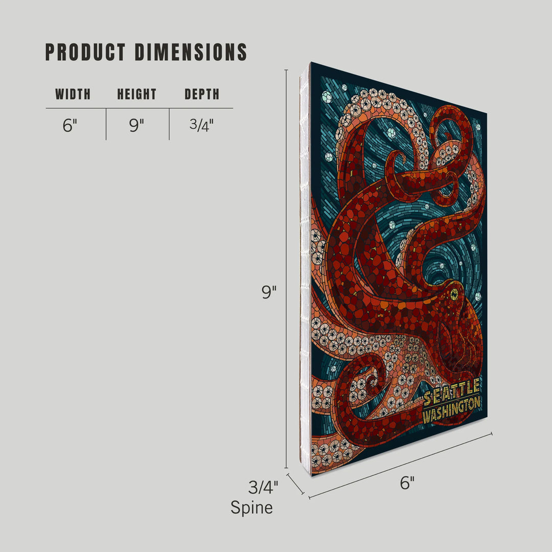 Lined 6x9 Journal, Seattle, Washington, Octopus Mosaic, Lay Flat, 193 Pages, FSC paper