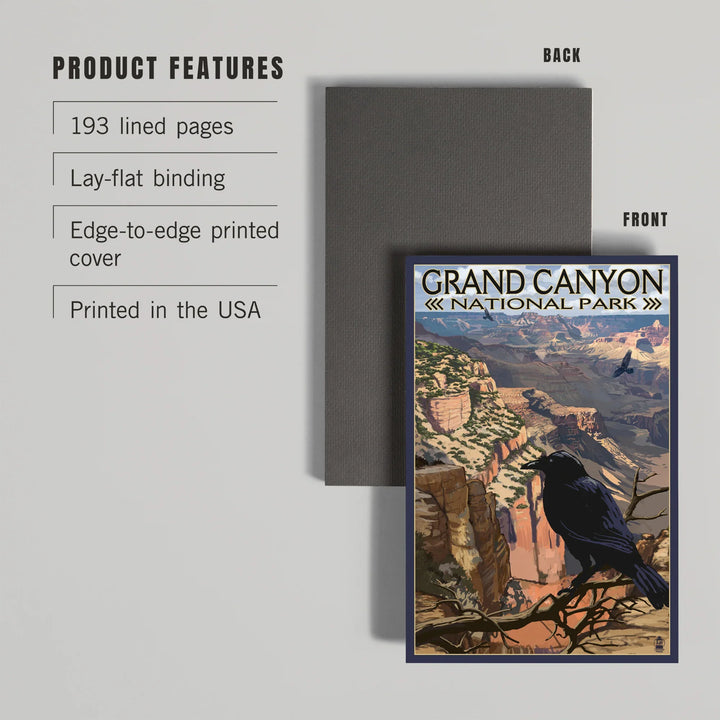Lined 6x9 Journal, Grand Canyon National Park, Arizona, Ravens at South Rim, Lay Flat, 193 Pages, FSC paper