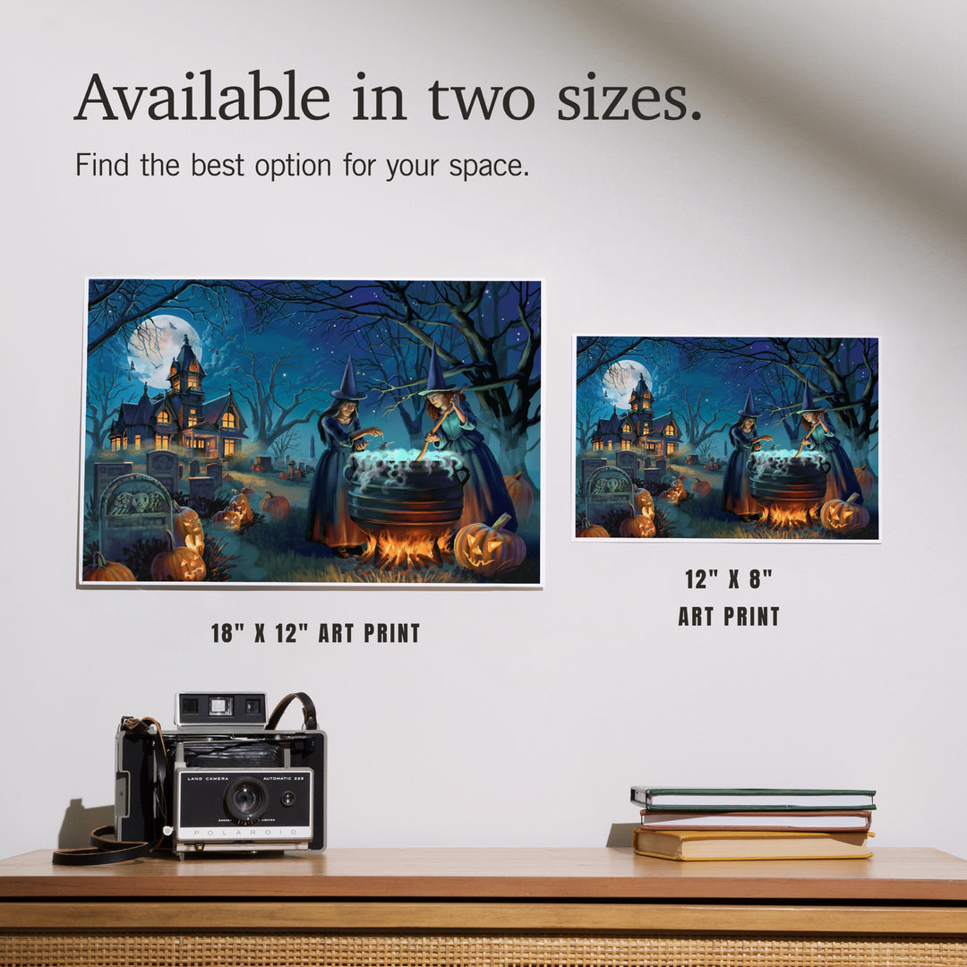 Oil Painting, Cemetery Witch's Brew, Art & Giclee Prints