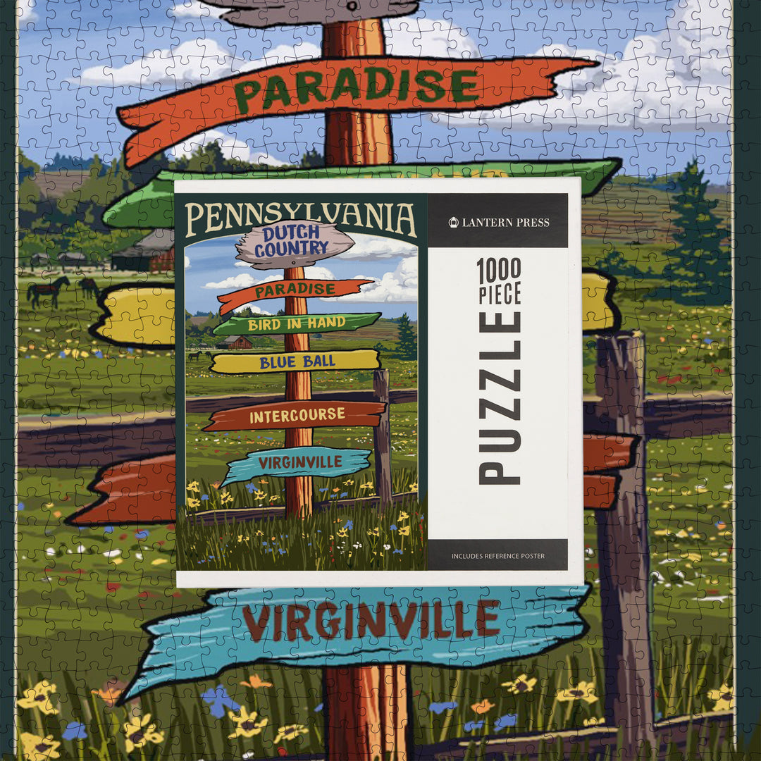 Lancaster County, Pennsylvania, Destination Signpost, Jigsaw Puzzle
