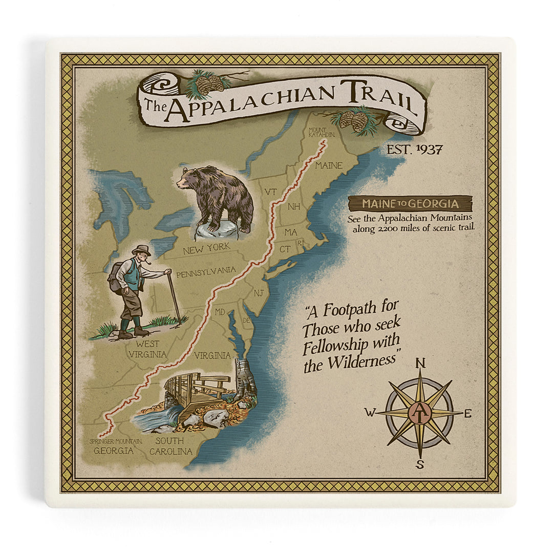 Appalachian Trail Map, Coasters