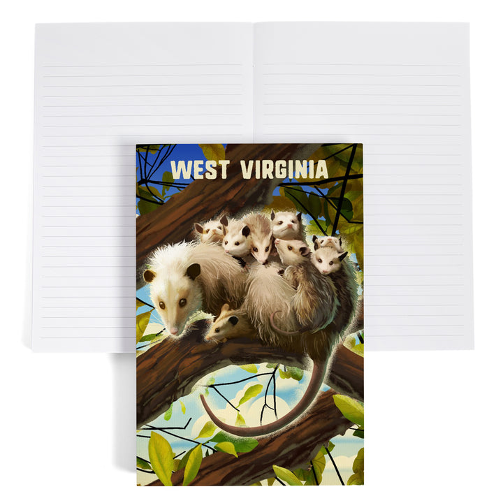 Lined 6x9 Journal, West Virginia, Possum with Babies, Lay Flat, 193 Pages, FSC paper