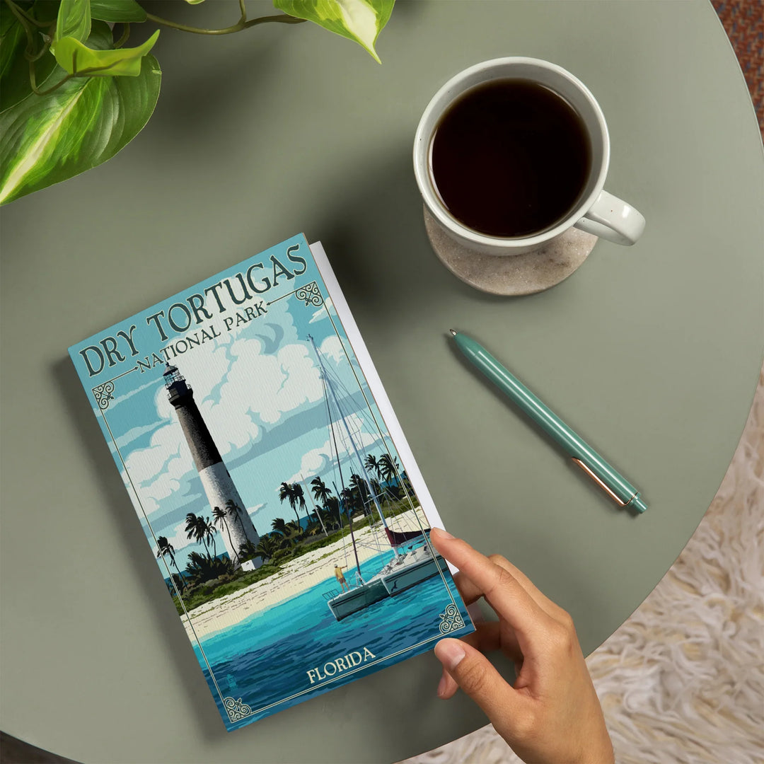 Lined 6x9 Journal, Dry Tortugas National Park, Florida, Lighthouse, Painterly Series, Lay Flat, 193 Pages, FSC paper
