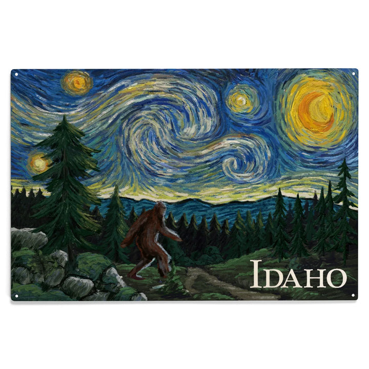Idaho, Bigfoot, Starry Night, Wood Sign and Postcards