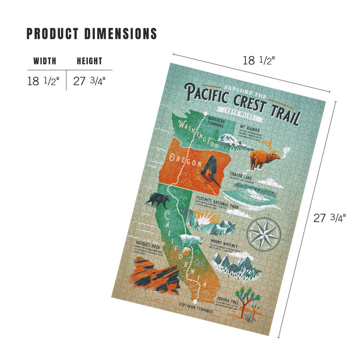 Explore the Pacific Crest Trail, Traveler's Map, 1000 Piece Jigsaw Puzzle