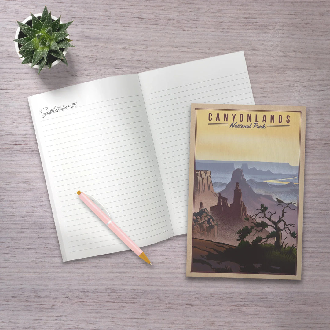 Lined 6x9 Journal, Canyonlands National Park, Utah, Lithograph National Park Series, Lay Flat, 193 Pages, FSC paper