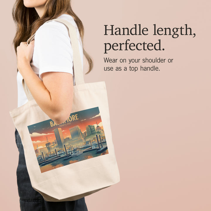 Baltimore, Maryland, Lithograph, City Series, Tote Bag