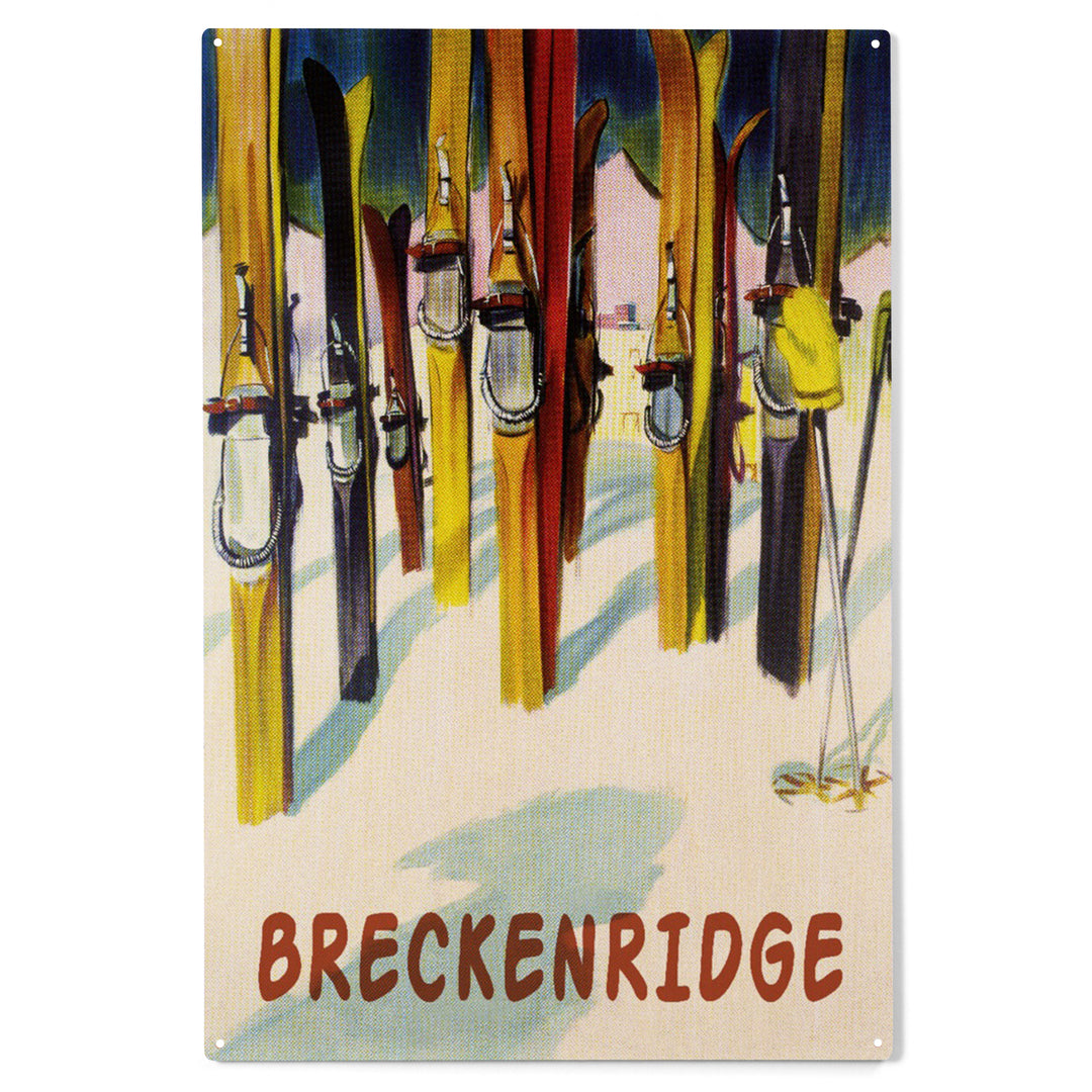 Breckenridge, Colorado, Colorful Skis, Wood Sign and Postcards