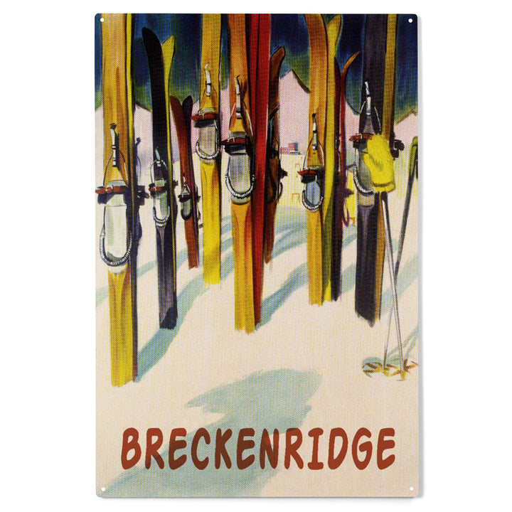 Breckenridge, Colorado, Colorful Skis, Wood Sign and Postcards