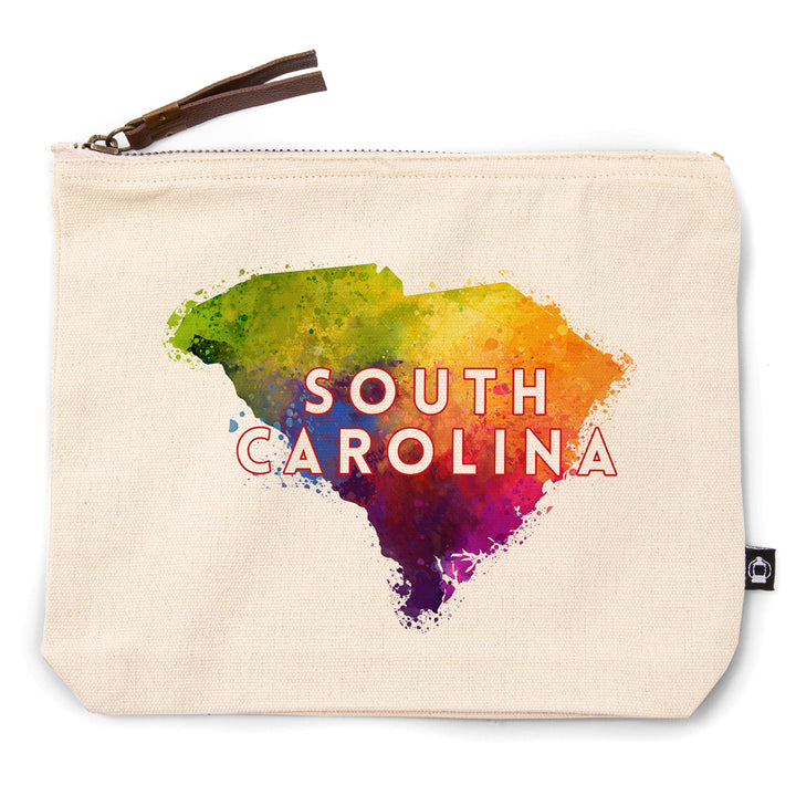 South Carolina, State Abstract Watercolor, Contour, Lantern Press Artwork, Accessory Go Bag