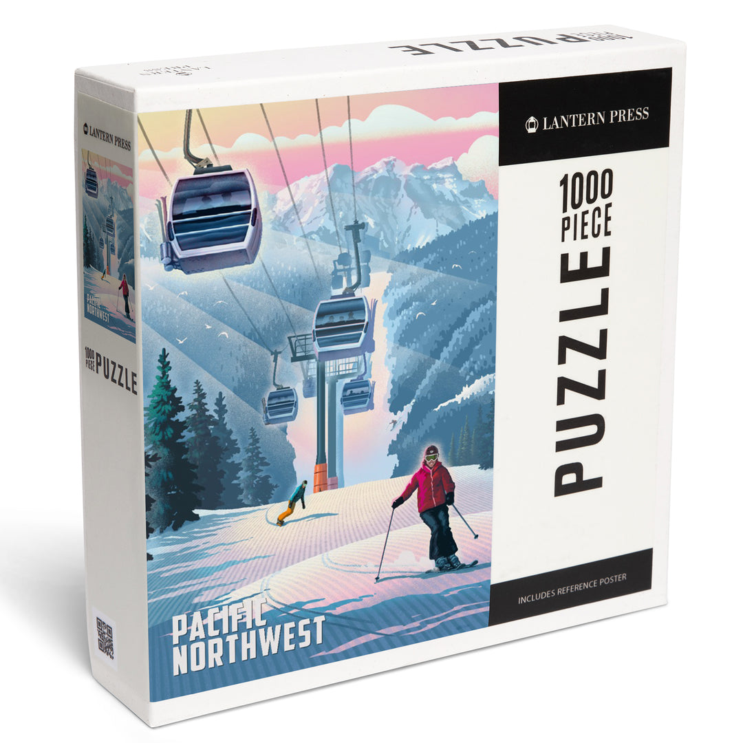 Pacific NW, Lithograph, Gondolas, Steel, 1000 Piece Jigsaw Puzzle