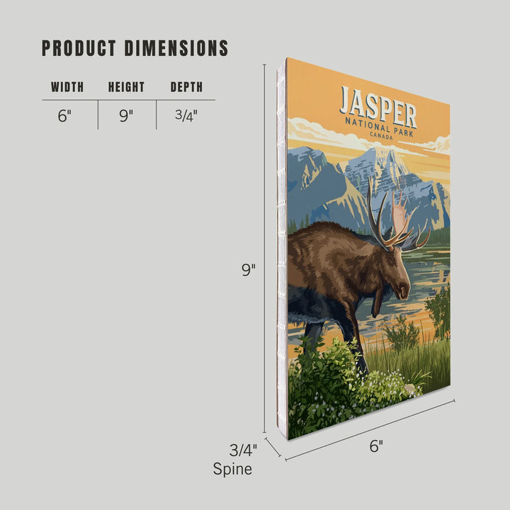 Lined 6x9 Journal, Canada, Jasper National Park, Moose, Painterly, Lay Flat, 193 Pages, FSC paper