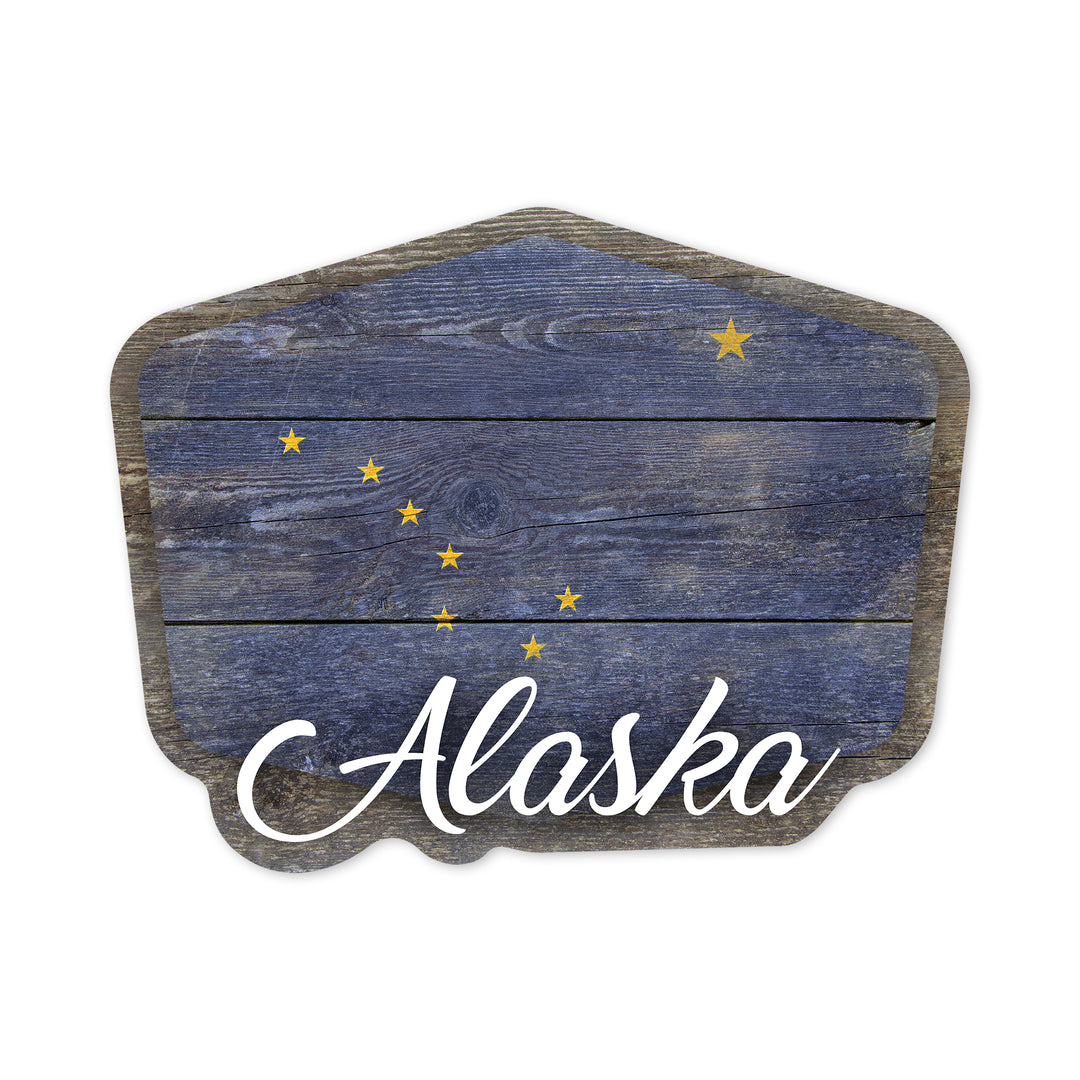 Alaska, State Flag, Rustic Painting, Contour, Vinyl Sticker