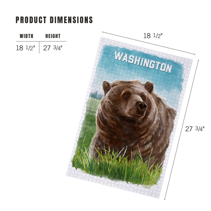 Washington, Watercolor Study, Grizzly Bear, 1000 Piece Jigsaw Puzzle