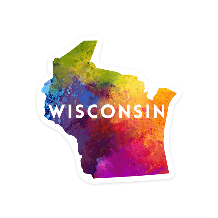 Wisconsin, State Abstract Watercolor, Contour, Lantern Press Artwork, Vinyl Sticker