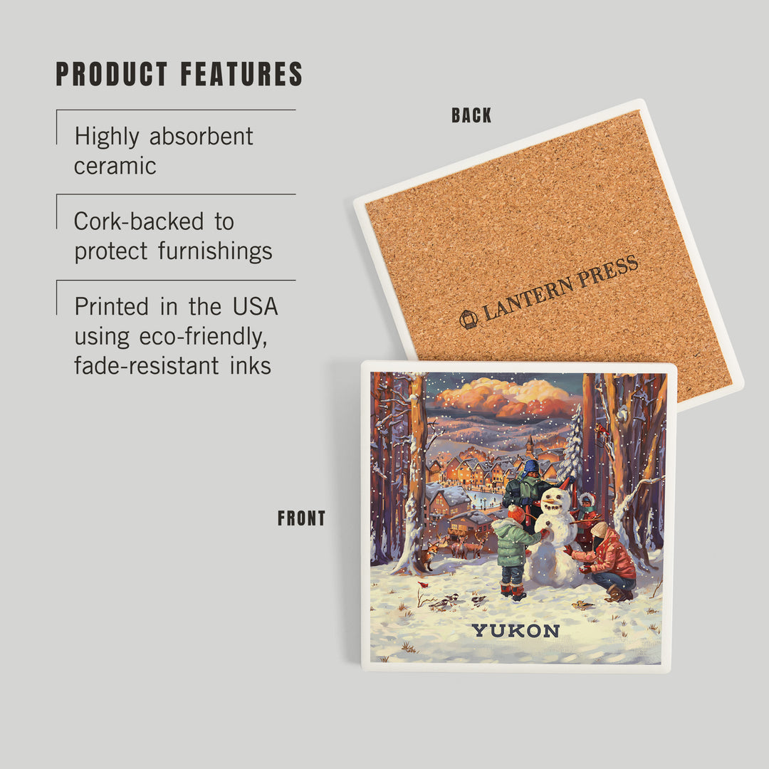 Yukon, Merry and Bright, Vintage Snowman, Coasters