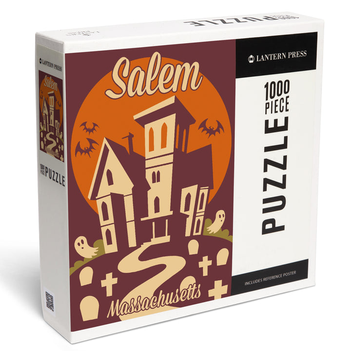 Salem, Massachusetts, Haunted House, Retro, 1000 Piece Jigsaw Puzzle