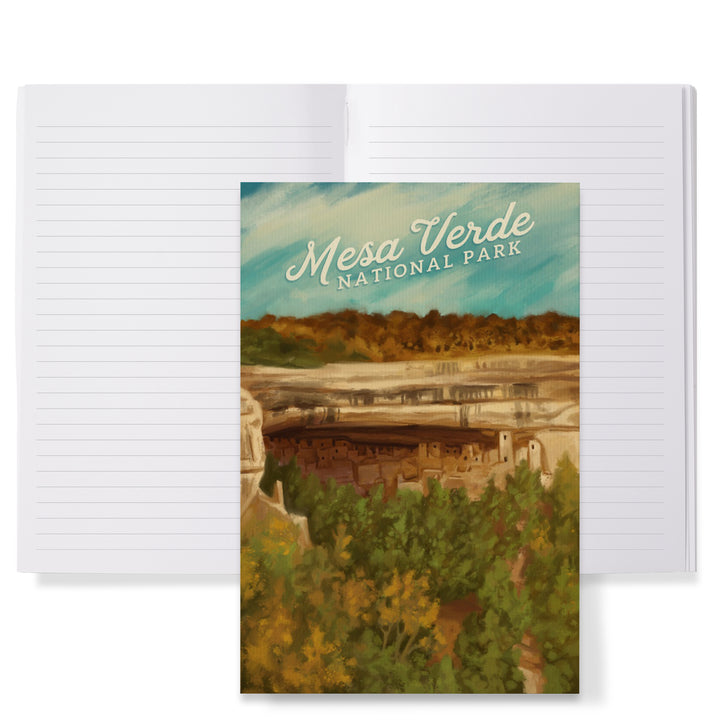 Lined 6x9 Journal, Mesa Verde National Park, Colorado, Cliff Palace, Oil Painting, Lay Flat, 193 Pages, FSC paper