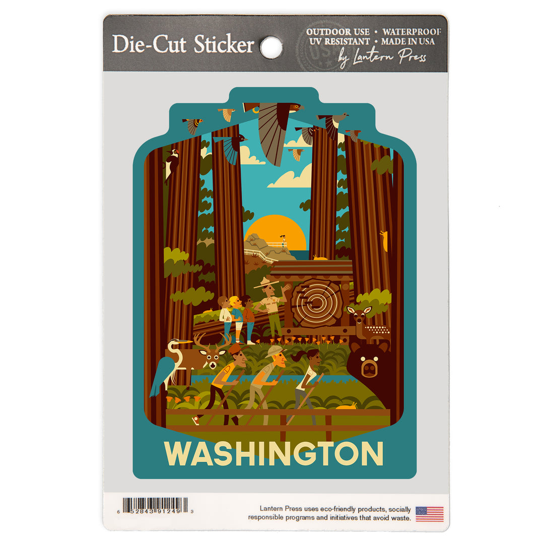 Washington, Geometric, Forest, Vinyl Sticker